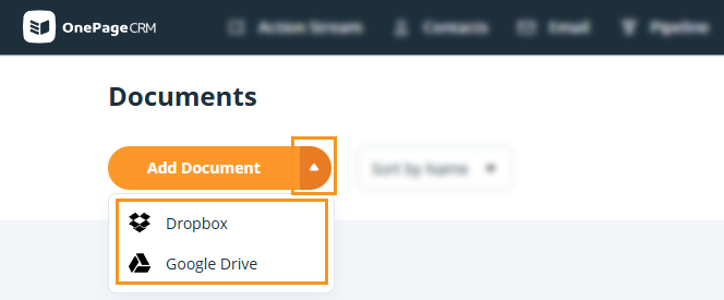 add files to crm via Google Drive and Dropbox