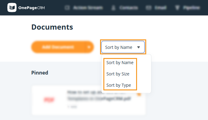 sort files inside CRM