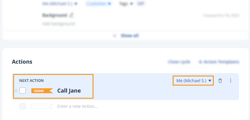 Action Stream | Contact profile