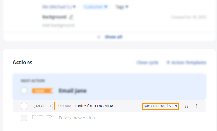 Contact profile | Scheduled Action