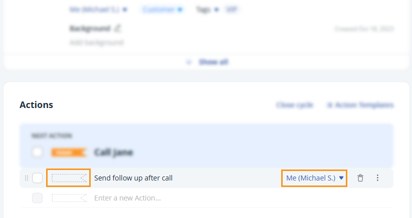 Contact profile | Queued Action
