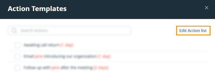 Contact profile | Action Templates pop-up