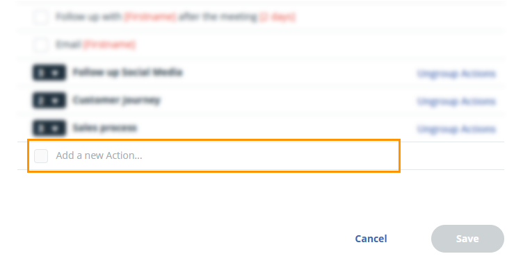 Contact profile | Action Templates pop-up | add new template