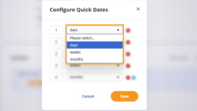Contact Profile | date flag | configure quick dates pop-up