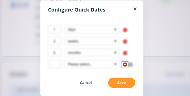 Contact Profile | date flag | configure quick dates pop-up | remove quick date