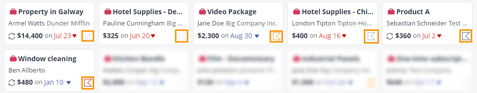 The Deal Card displays a flag if a Next Action is assigned and is color-coded in red, yellow, grey, blue, or red.