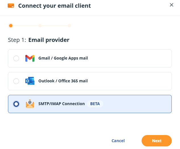 Email sync | Connect your email client | SMTP/IMAP Connection