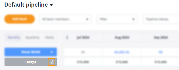 Pipeline Page l Forecast View l select the pencil icon next to Target.