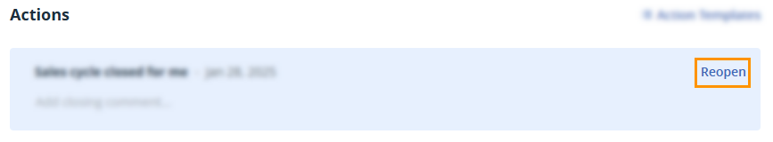 Contact profile | Close cycle | reopen