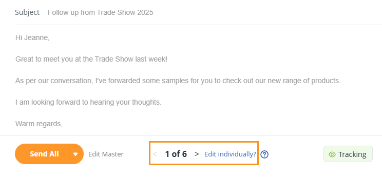 Edit bulk emails individually