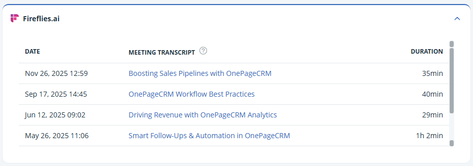 Expanded Groove widget with the data
