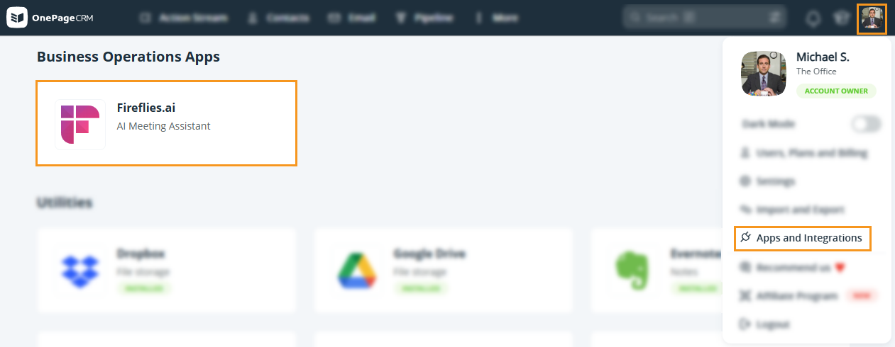 Apps and Integration page