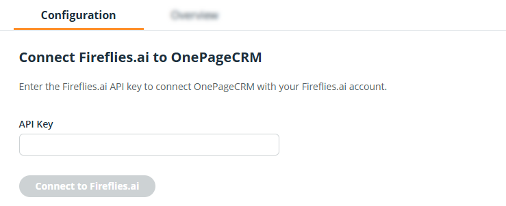 OnePageCRM | Fireflies.ai Configuration page