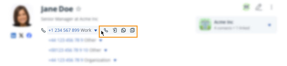 Contact profile | phone number quick button