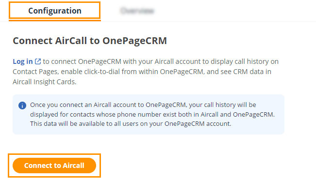 Apps and Integration | Aircall Configuration | Connect to Aircall