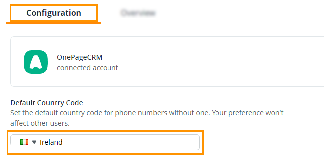 Apps and Integration | Aircall Configuration | Set default country code