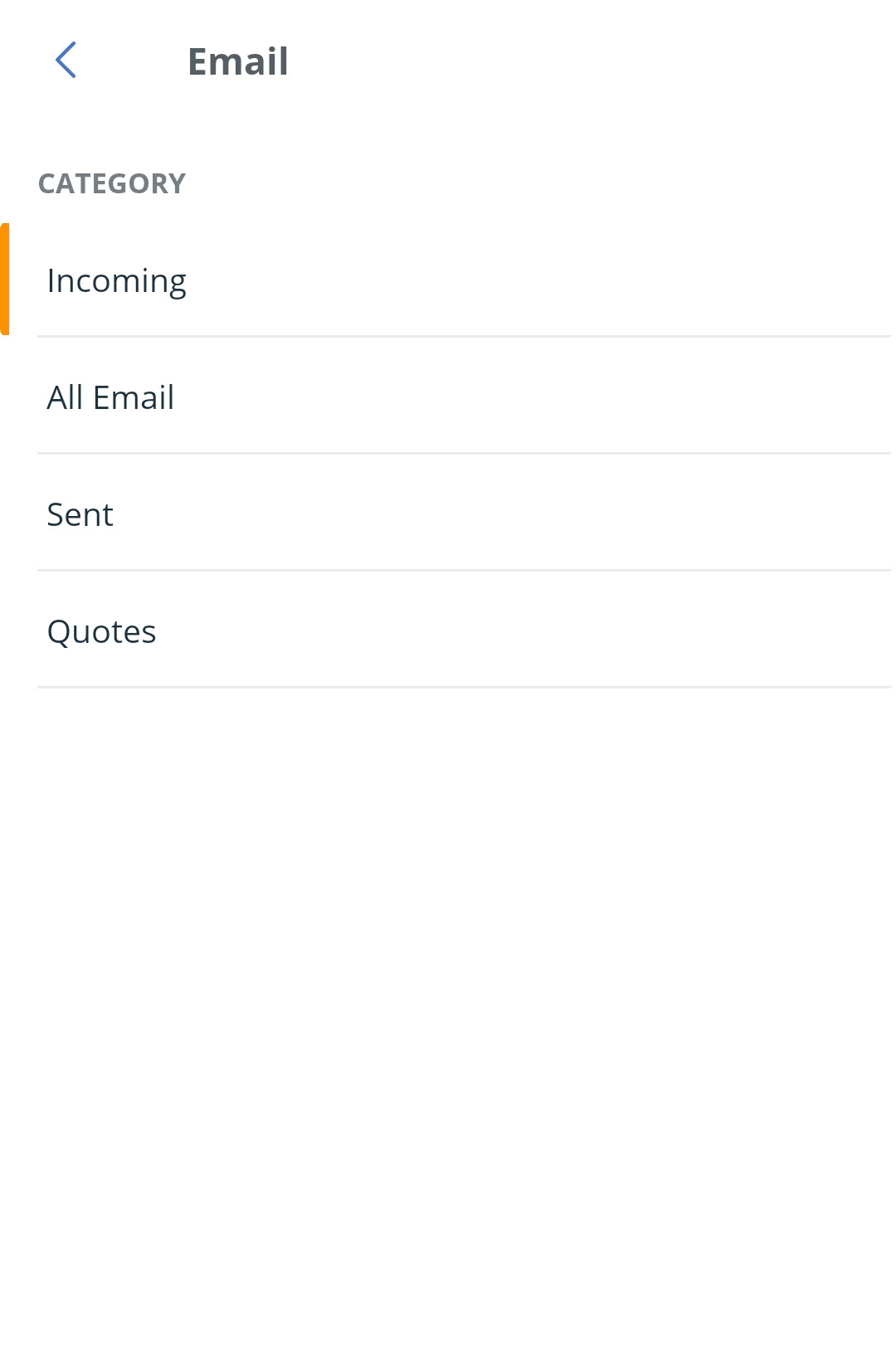 Mobile app | Android | Email section | Select folder
