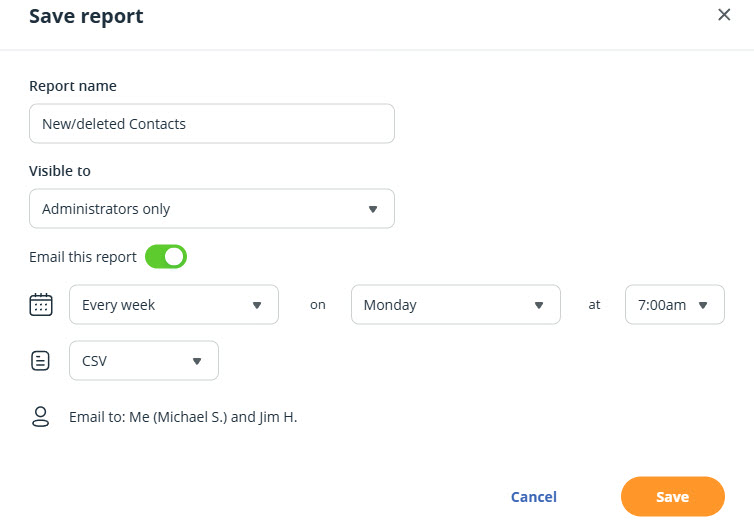 Custom Reports | Save and/or email the report
