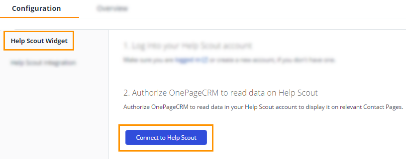 OnePageCRM | Help Scout | Widget | Connect to Help Scout