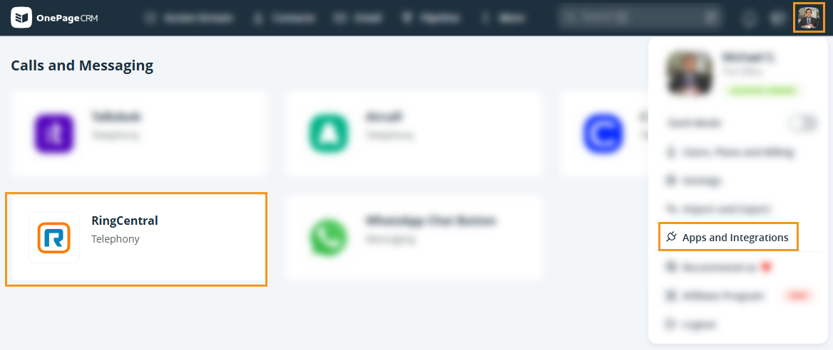 Apps and Integrations page | RingCentral