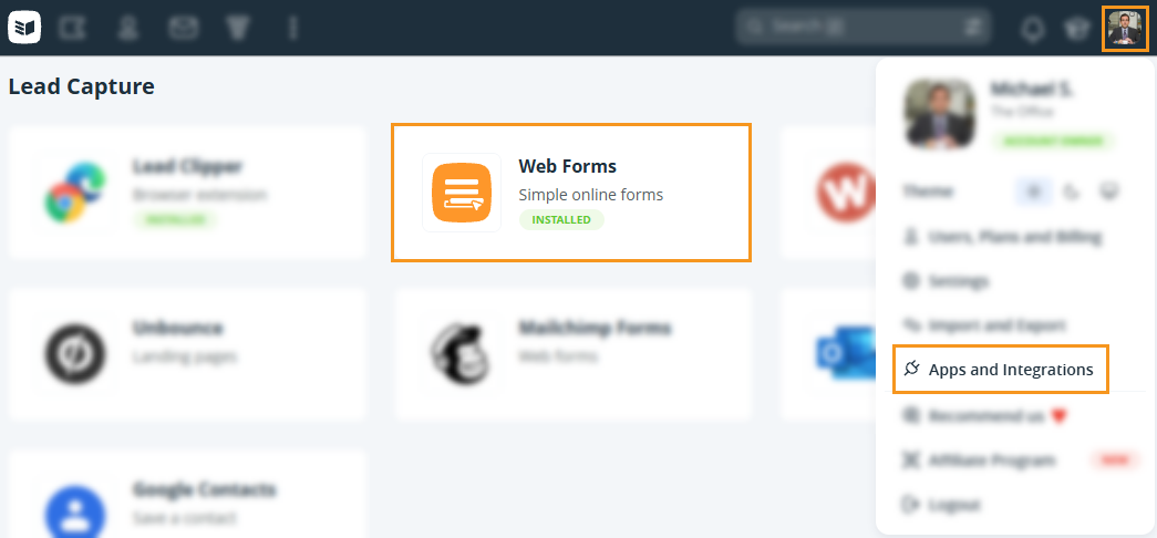 Apps and Integration | Web forms