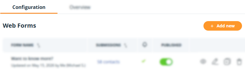 Web forms | + Add new