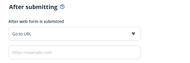 Web forms | Configure | Go to URL