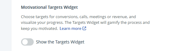 Settings | Preferences | Motivational targets widget