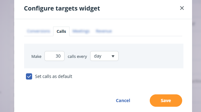 Configure target widget | Calls