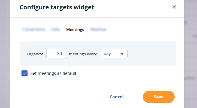 Configure target widget | Meetings