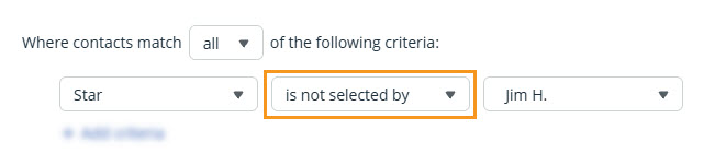 Filter | Star + is not selected by + User