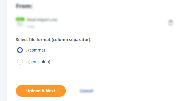 Import deals | Select file format