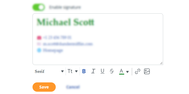 Email sync | Edit signature