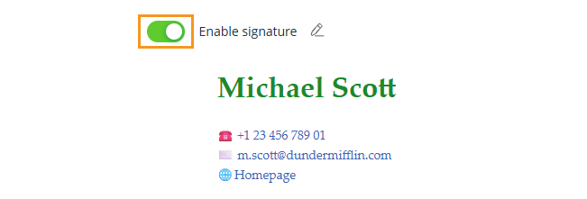 Email sync | Enable/Disable email signature