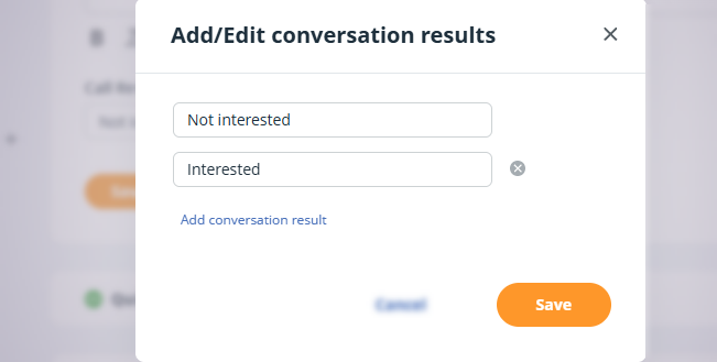Manage Call results