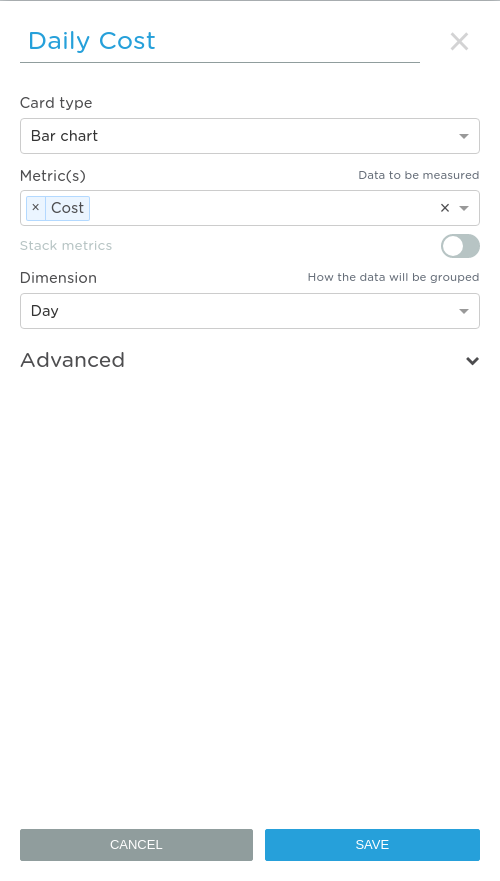 Daily cost settings