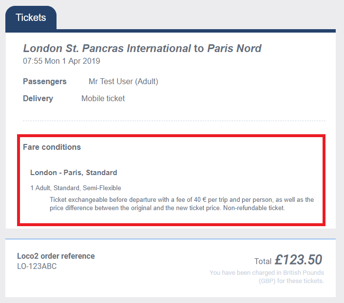 Screenshot of booking confirmation email