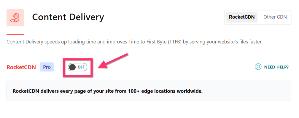 RocketCDN toggle set to off.