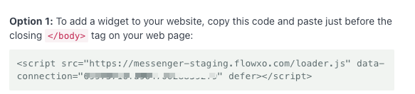 Authorize tab with embed code