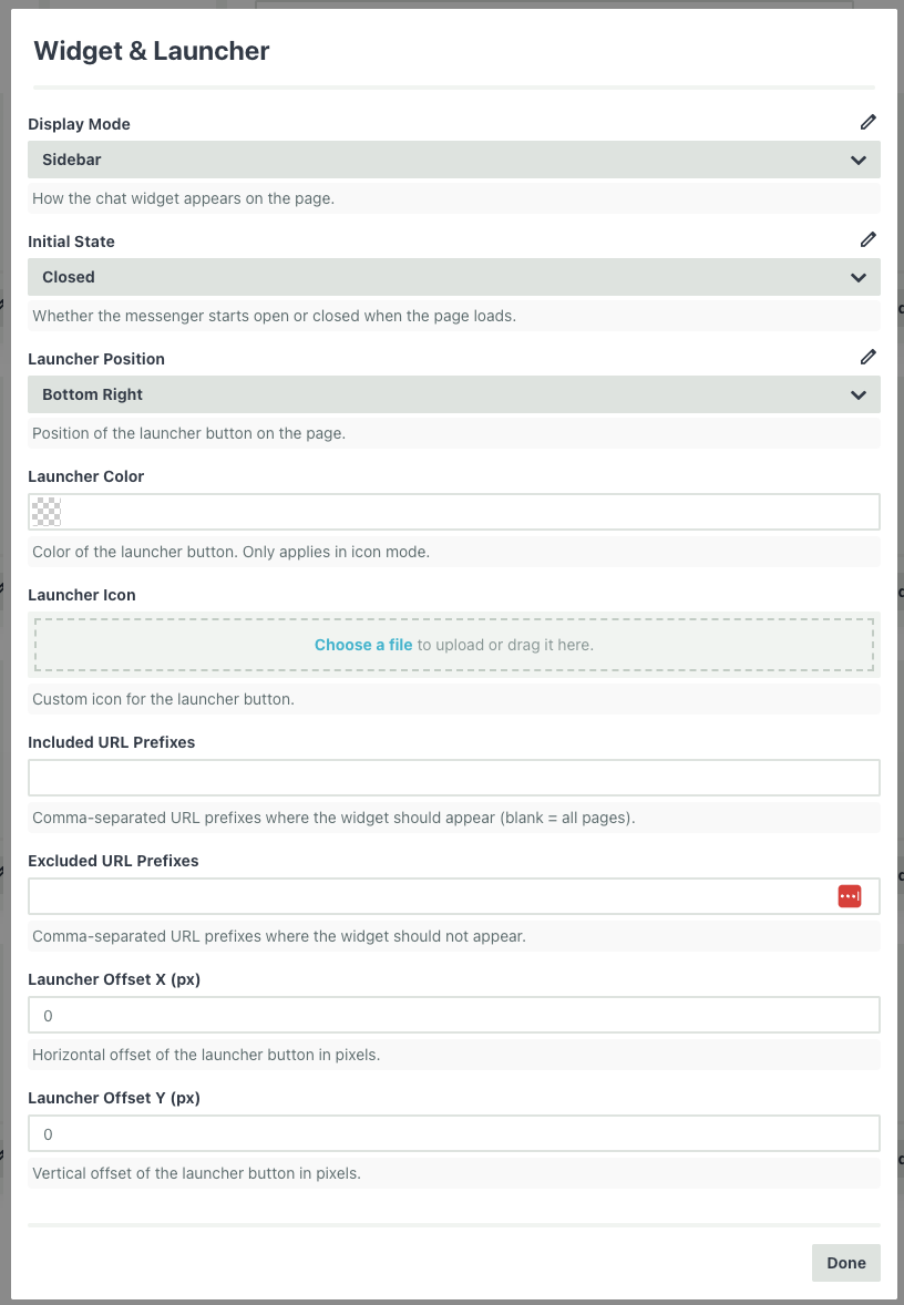 Widget and Launcher settings