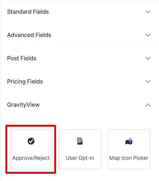 Screenshot of GravityView special Fields on the Form Editor page