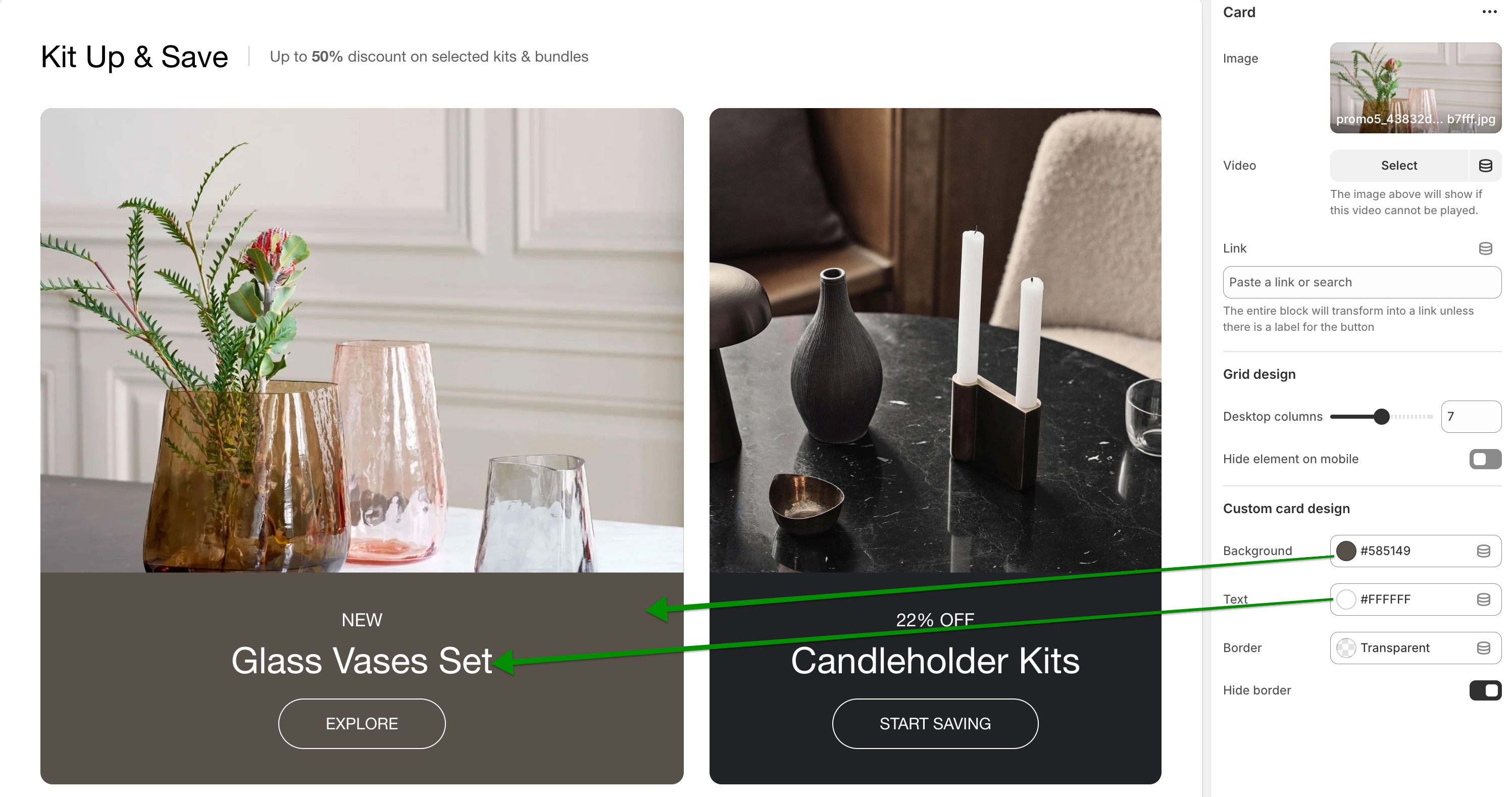 section design options