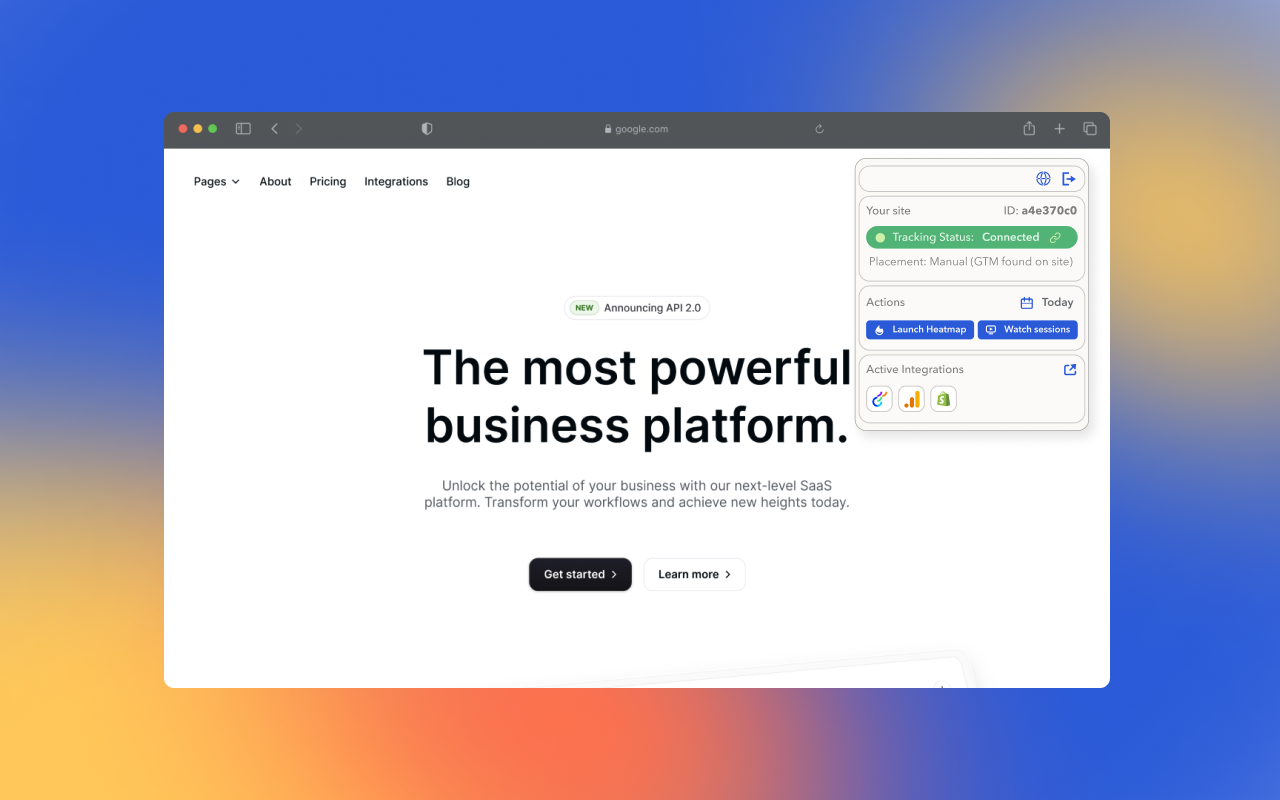 Screenshot of the Lucky Orange Chrome extension