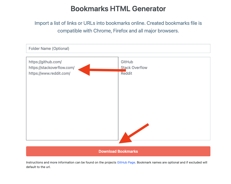 How to Import Bookmarks from OR a list of URLs TabsFolders