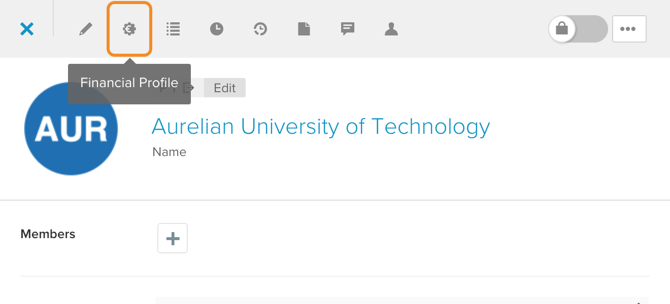 The Financial Profile tab in the participant sidebar