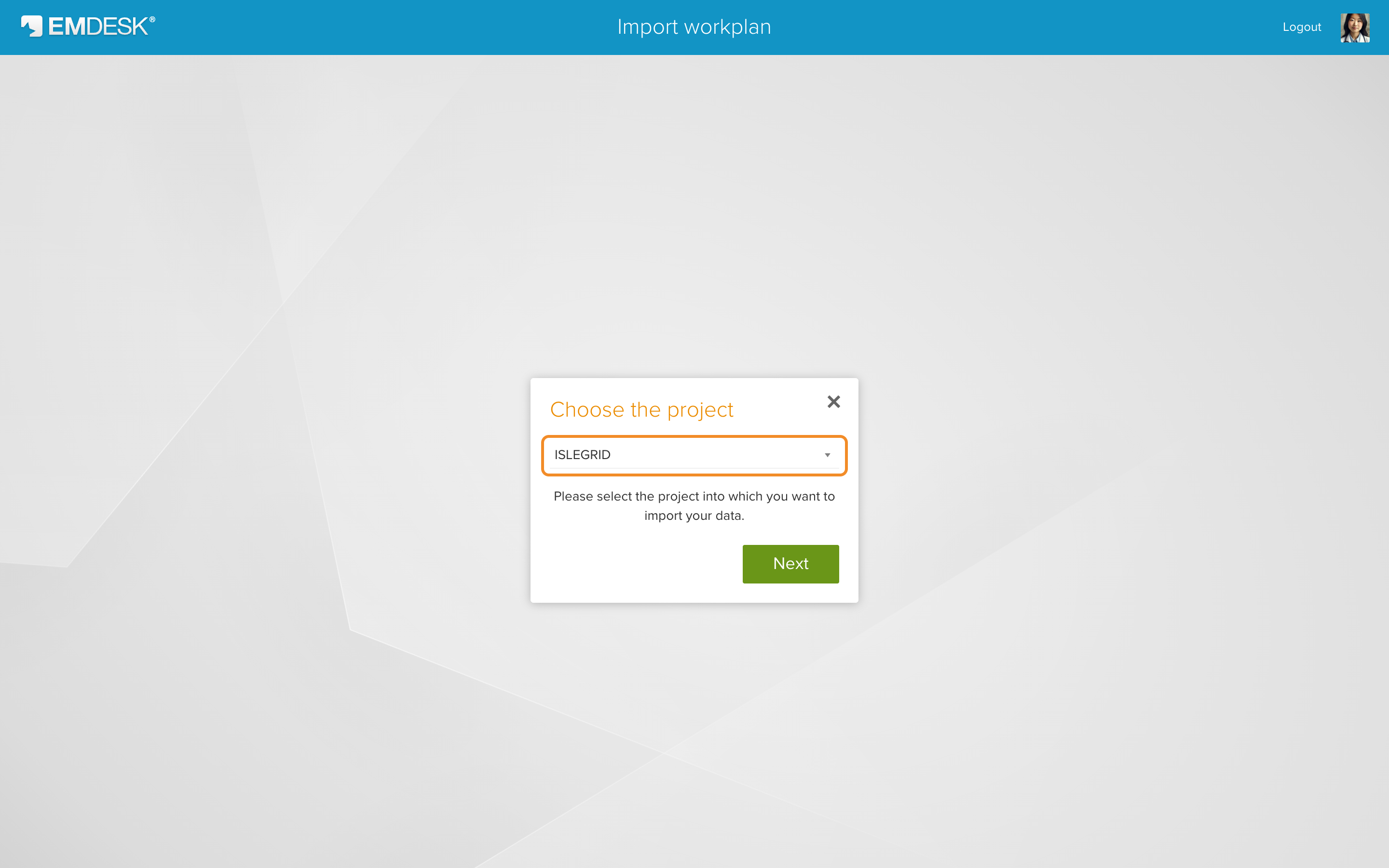 Choose the project