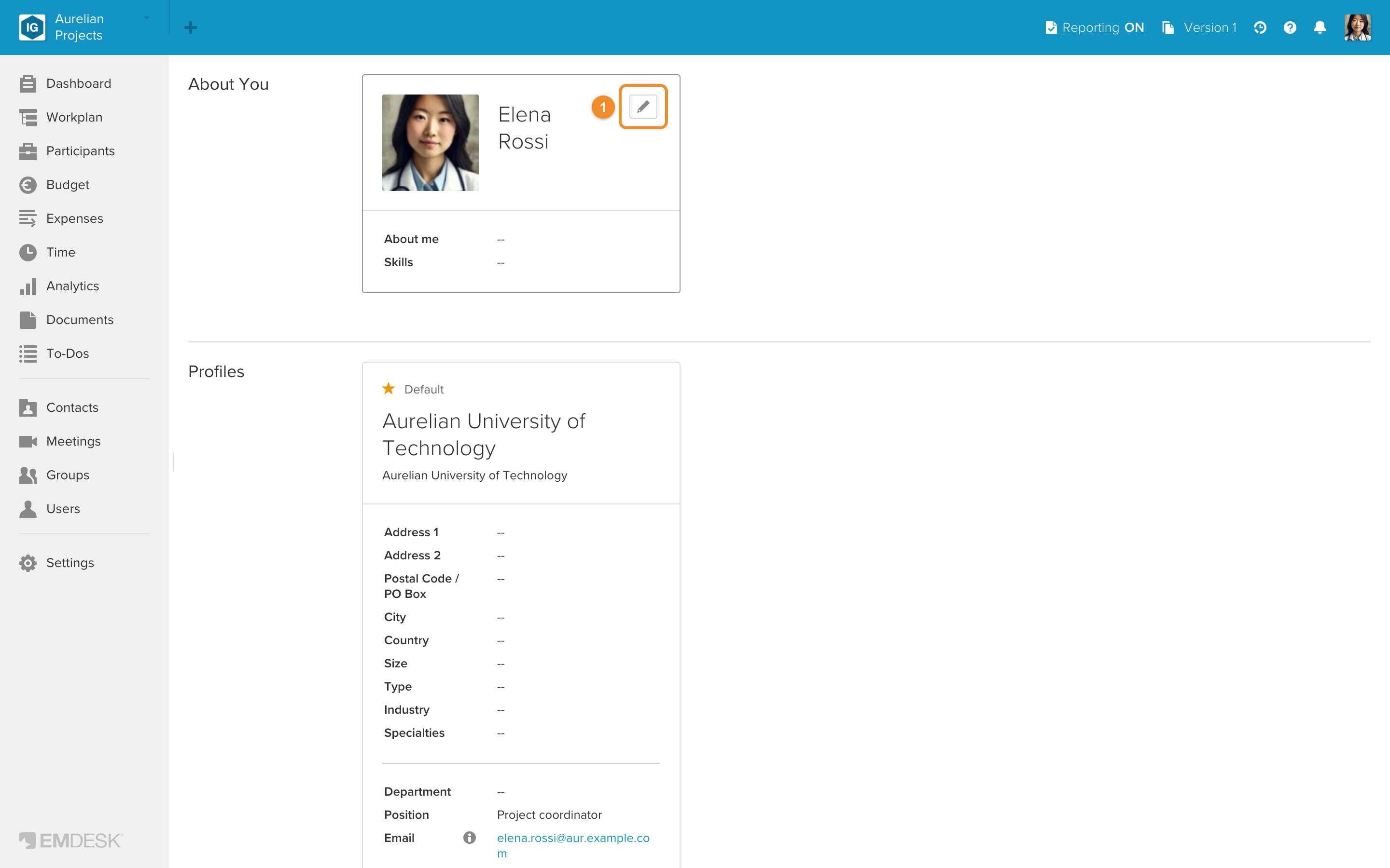 Update About You information