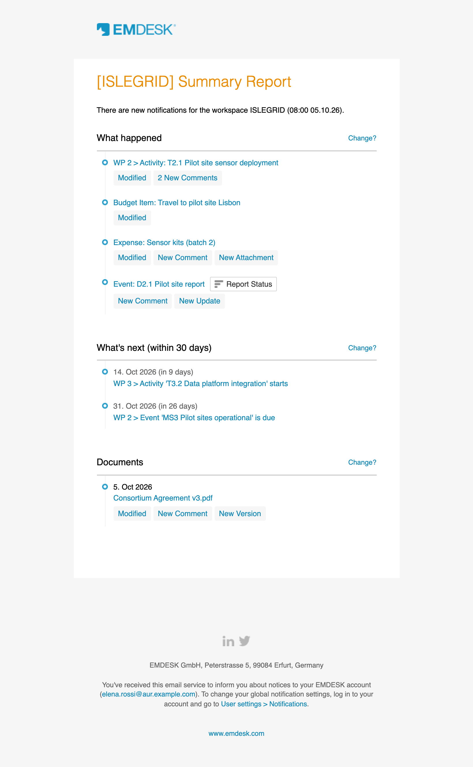 Regular Summary Email Report