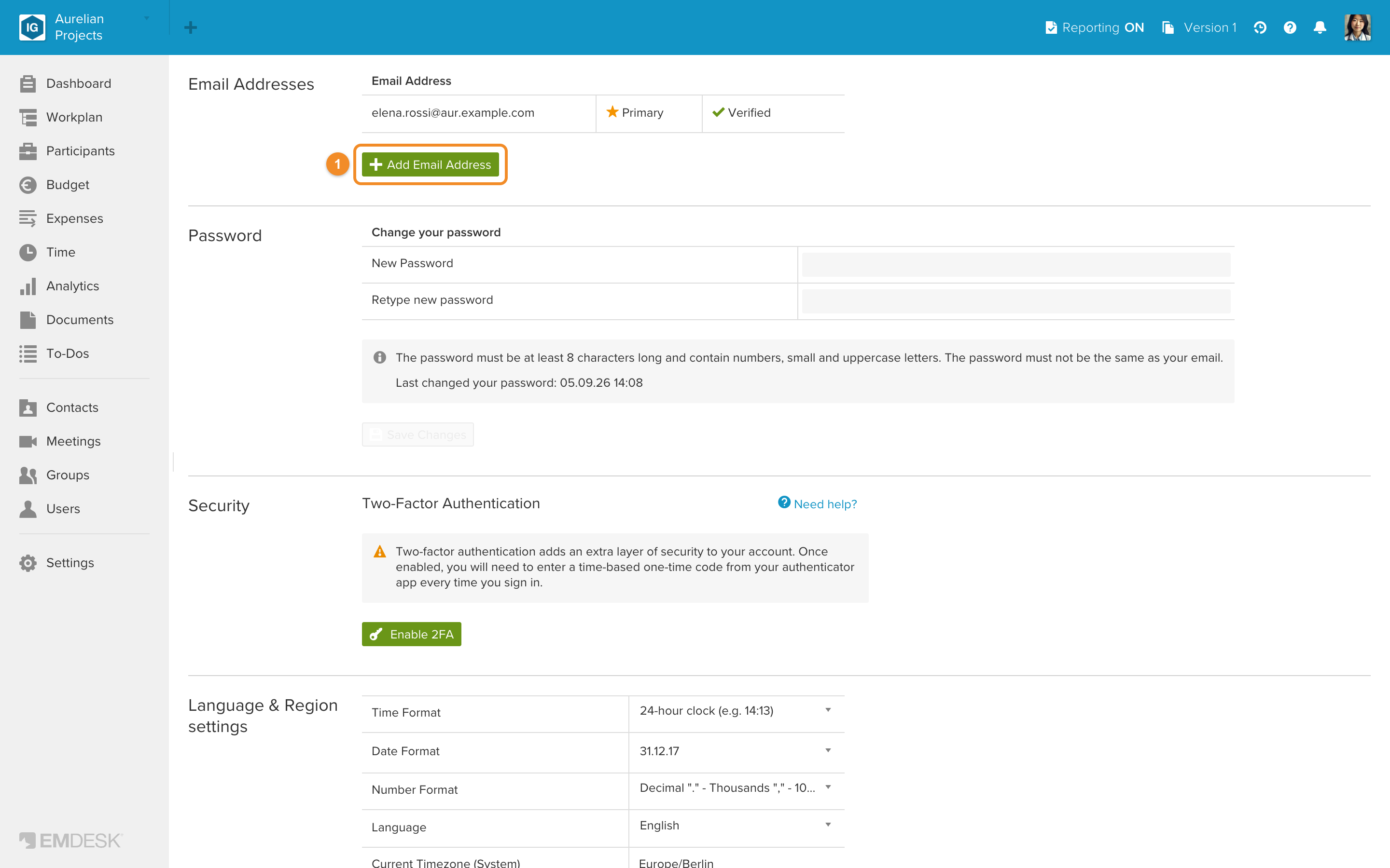 Manage email addresses