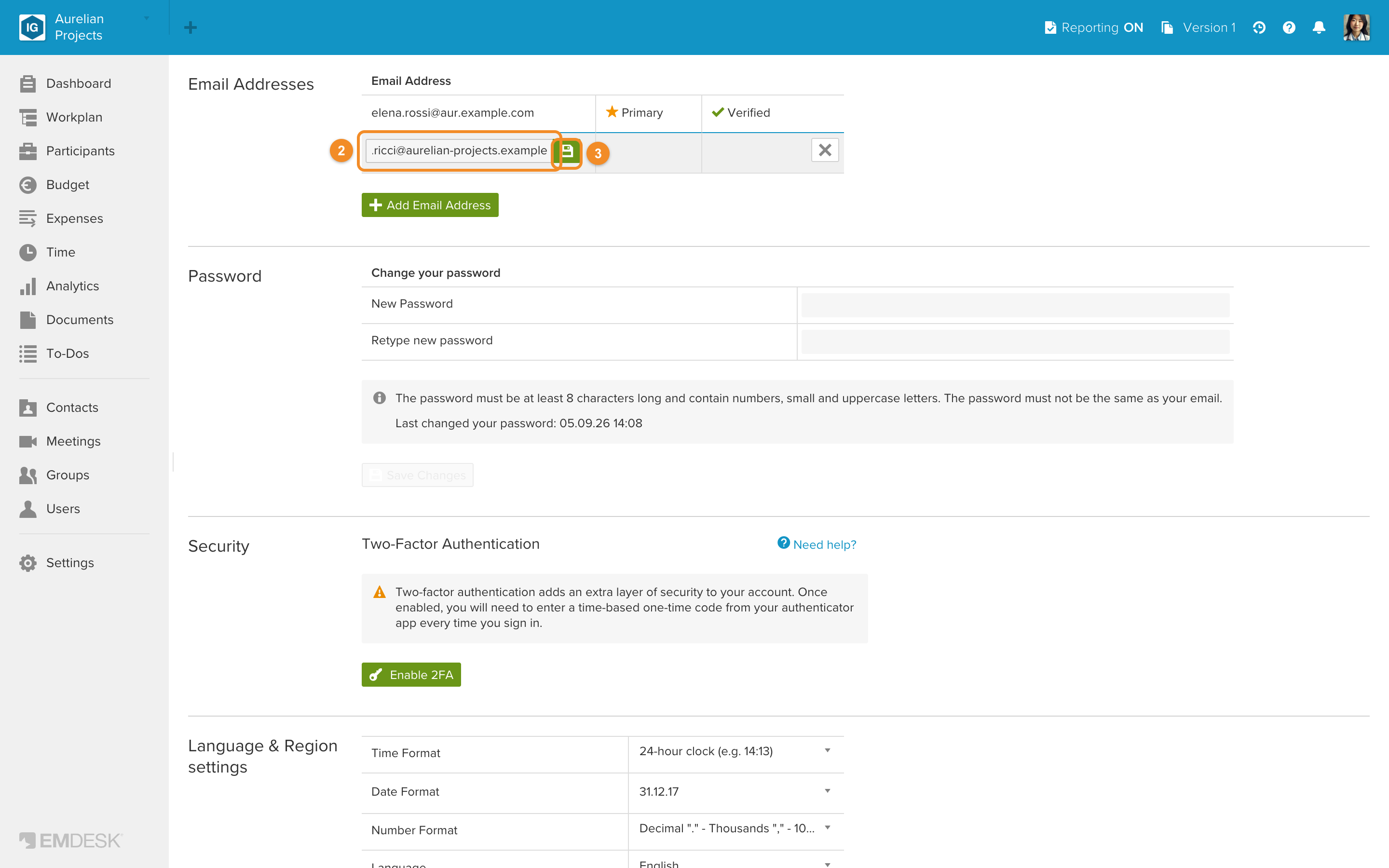 Manage email addresses